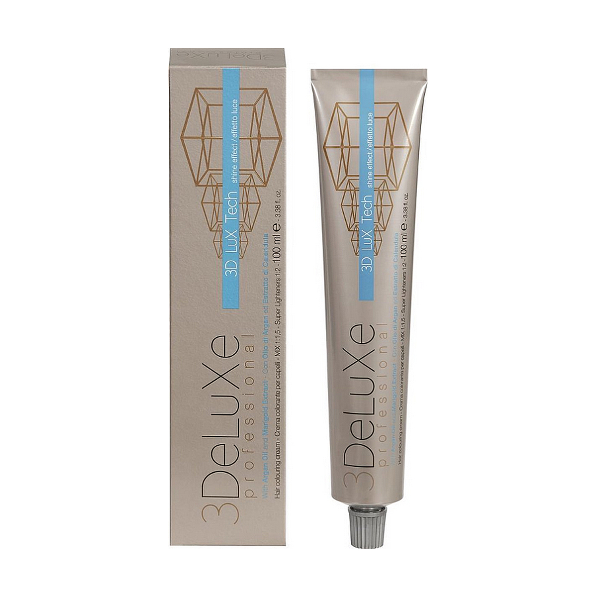 Крем-фарба для волосся 3DeLuXe Tech Hair Colouring Cream 10.34 Платиновий золотий мідний блондин, 100 мл